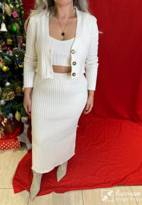 Krem 3 Parça Triko Takım