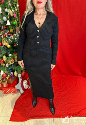 Siyah 3 Parça Triko Takım