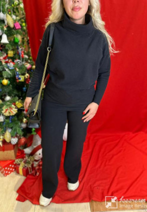 Kalın Selanik Triko Takım Siyah