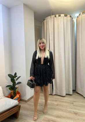 Siyah Payetli Mini Elbise