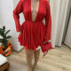 Kırmızı Payetli Mini Elbise