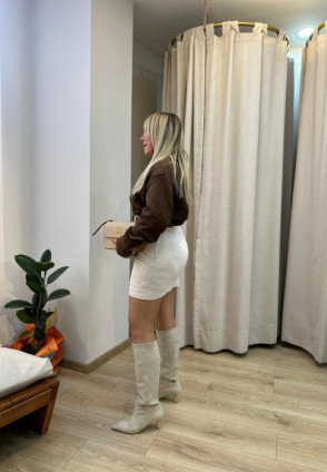 Taş Renk Süet Kemerli Mini Etek