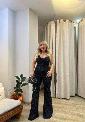 Taşlı Pantolonlu Tulum