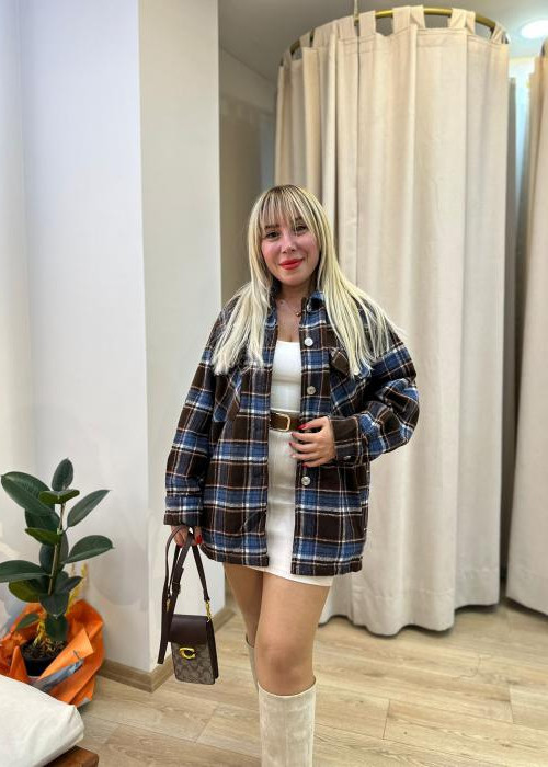 Mavi Kareli Oduncu Ceket