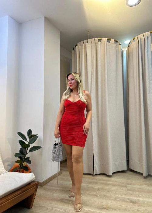 Rossi Kırmızı Drapeli Elbise