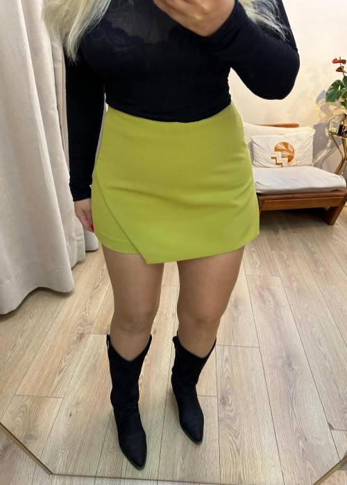 Olive Şortlu Zarf Etek 