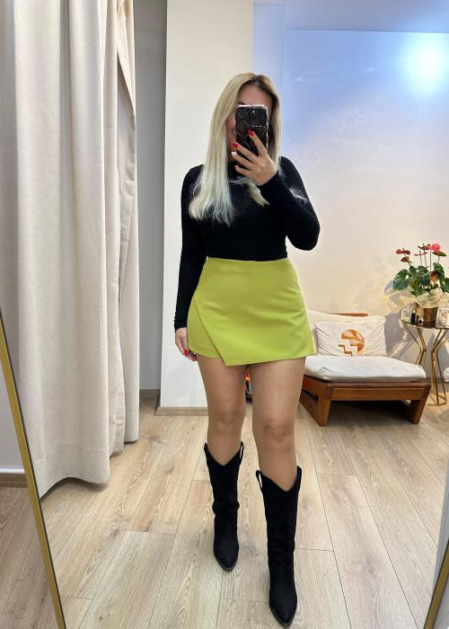 Olive Şortlu Zarf Etek 