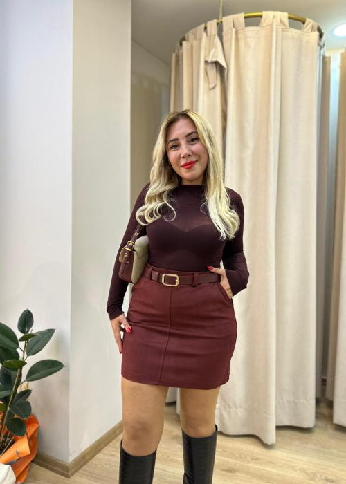 Bordo Kayık Yaka Transparan Bluz