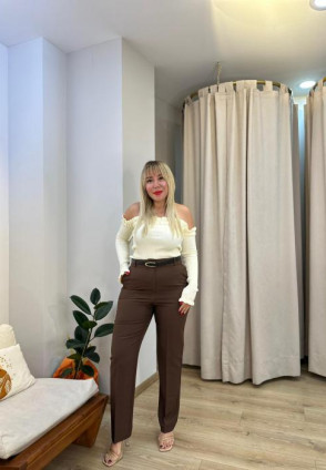 Kahverengi Kemerli Pantolon