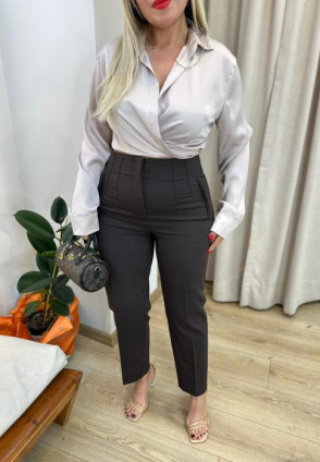 Kahverengi  Önü Flatolu Pantolon