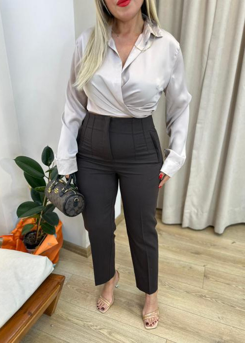 Kahverengi  Önü Flatolu Pantolon