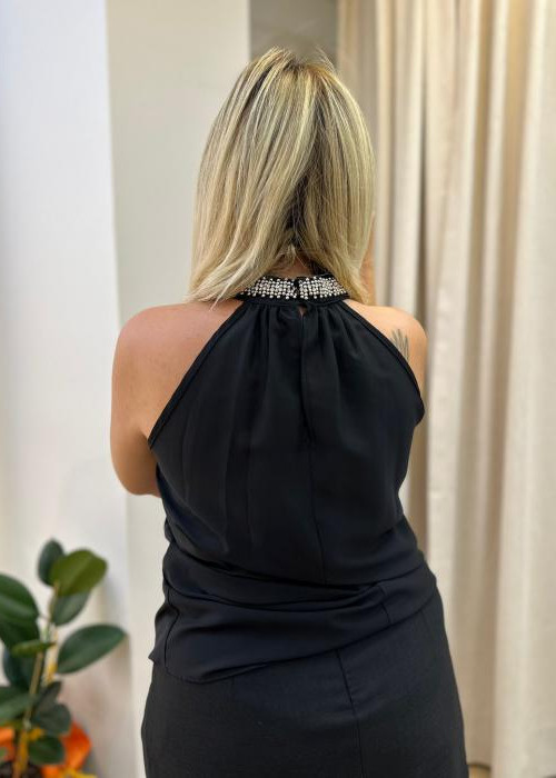 Yakası Taşlı Bluz