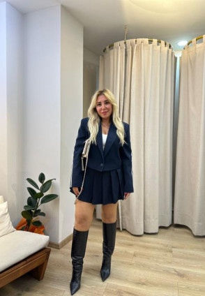 Lacivert Şerit Detay Ceket