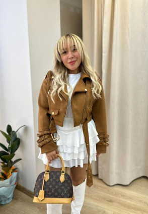 Taba Süet Crop Ceket