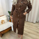Kahverengi Midi Denim Elbise