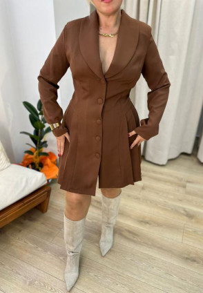 Kahverengi Ceket Elbise