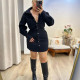 Siyah Denim Mini Elbise