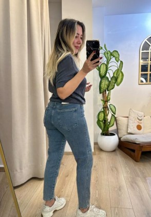 Düğme Detay Denim Pantolon