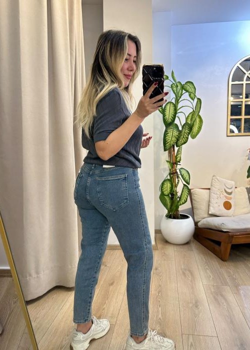 Düğme Detay Denim Pantolon