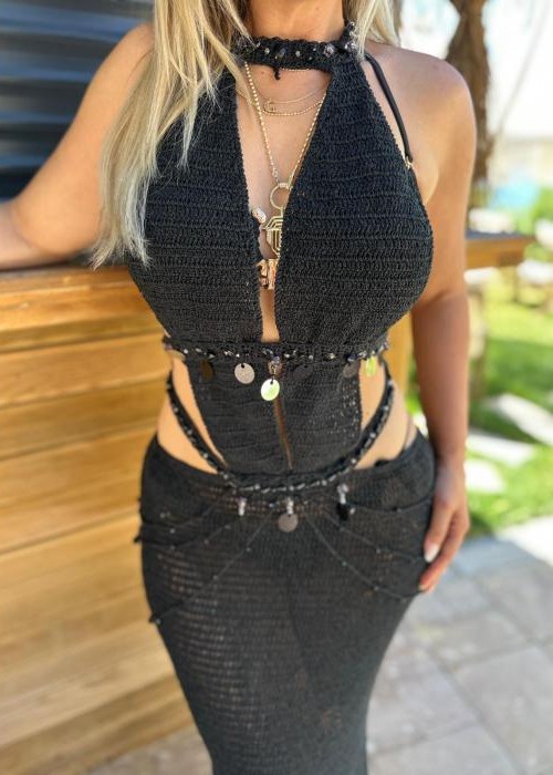 Bella Siyah Handmade Elbise