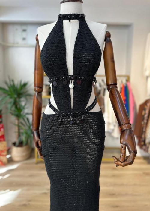 Bella Siyah Handmade Elbise