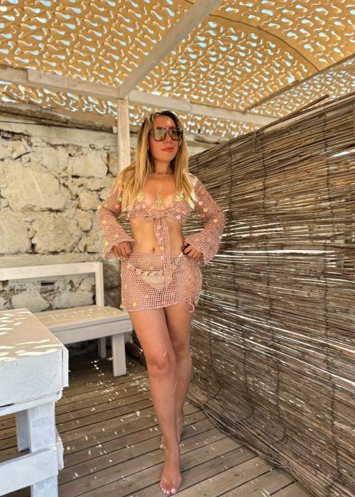 Bronz Pullu Beachwear Takım
