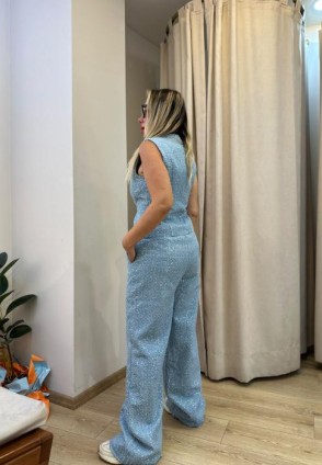 Taş Detaylı Denim Yelek