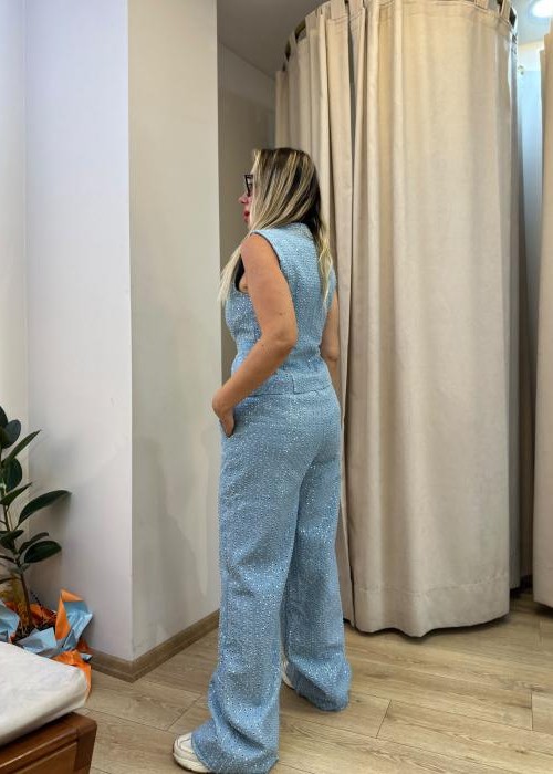 Taş Detaylı Denim Yelek