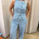 Taş Detaylı Denim Yelek