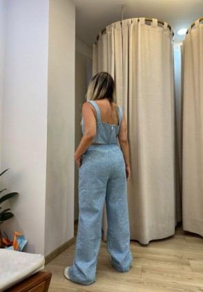 Taş Detaylı Denim Büstiyer