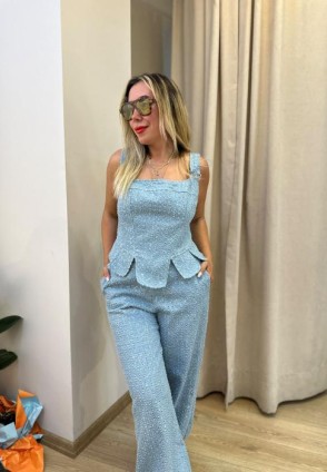 Taş Detaylı Denim Büstiyer