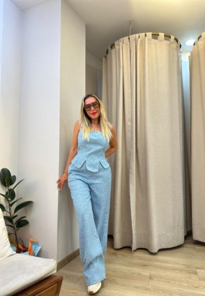 Taş Detaylı Denim Pantolon