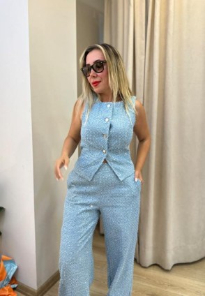 Taş Detaylı Denim Pantolon