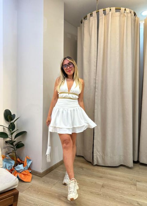 Helen Beyaz Mini Elbise