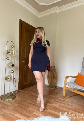 Lily Lacivert Mini Elbise