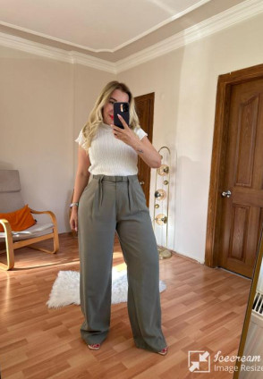 Dik Yaka Fitilli Transparan Bluz Ekru