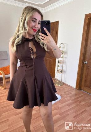 Zara Model Kahverengi Volanlı Elbise