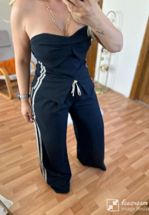 Lacivert Şerit Detay Büstiyer