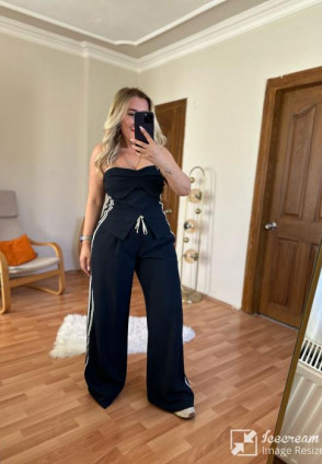 Lacivert Şerit Detay Büstiyer