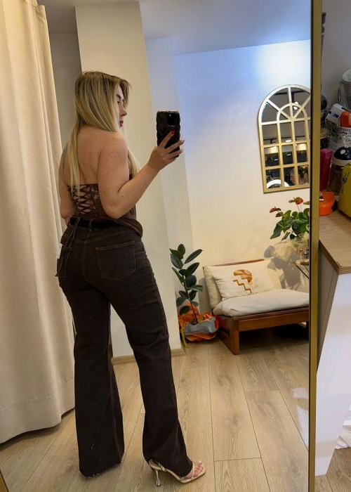 Kahverengi Kemerli Denim Pantolon