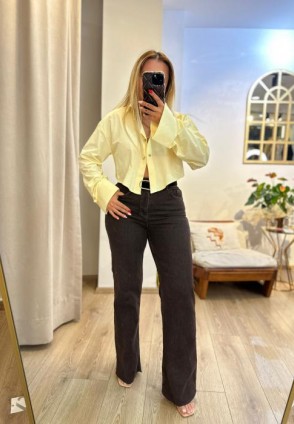 Sarı Piercing Detaylı Tasarım Gömlek