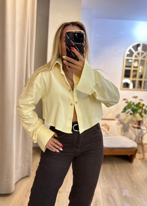 Sarı Piercing Detaylı Tasarım Gömlek