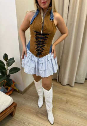 Tasarım Korse Detay Mini Elbise