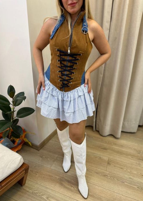 Tasarım Korse Detay Mini Elbise