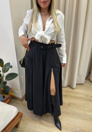 Beyaz Keten Bağlamalı Crop Bluz