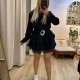 Siyah Dantel Detay Kat Kat Mini Elbise