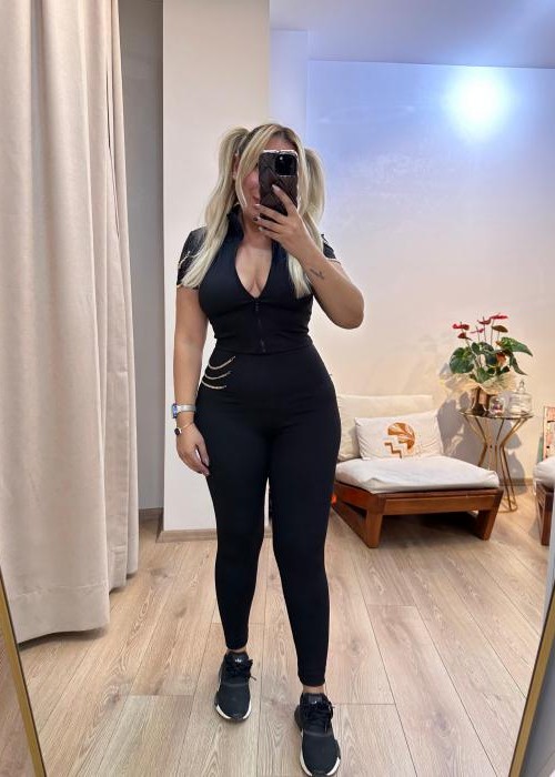 Dik Yaka Fermuarlı Tayt Takım