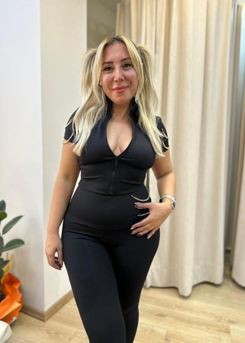 Dik Yaka Fermuarlı Tayt Takım