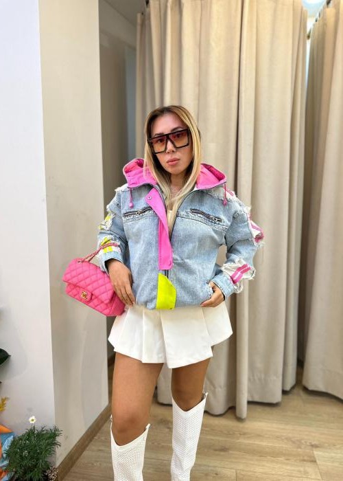 Neon Renkler Tasarım Denim Ceket