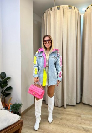 Neon Renkler Tasarım Denim Ceket